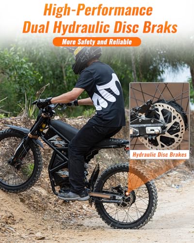 2000W/ 3000W GT73 / GT73 Pro Electric Dirt Bike for Adults - 37/50 MPH High-Speed, 25" Fat Tires & Dual Removable Battery (60V-18AH*2)| All-Terrain Off-Road eBike for Snow, Sand