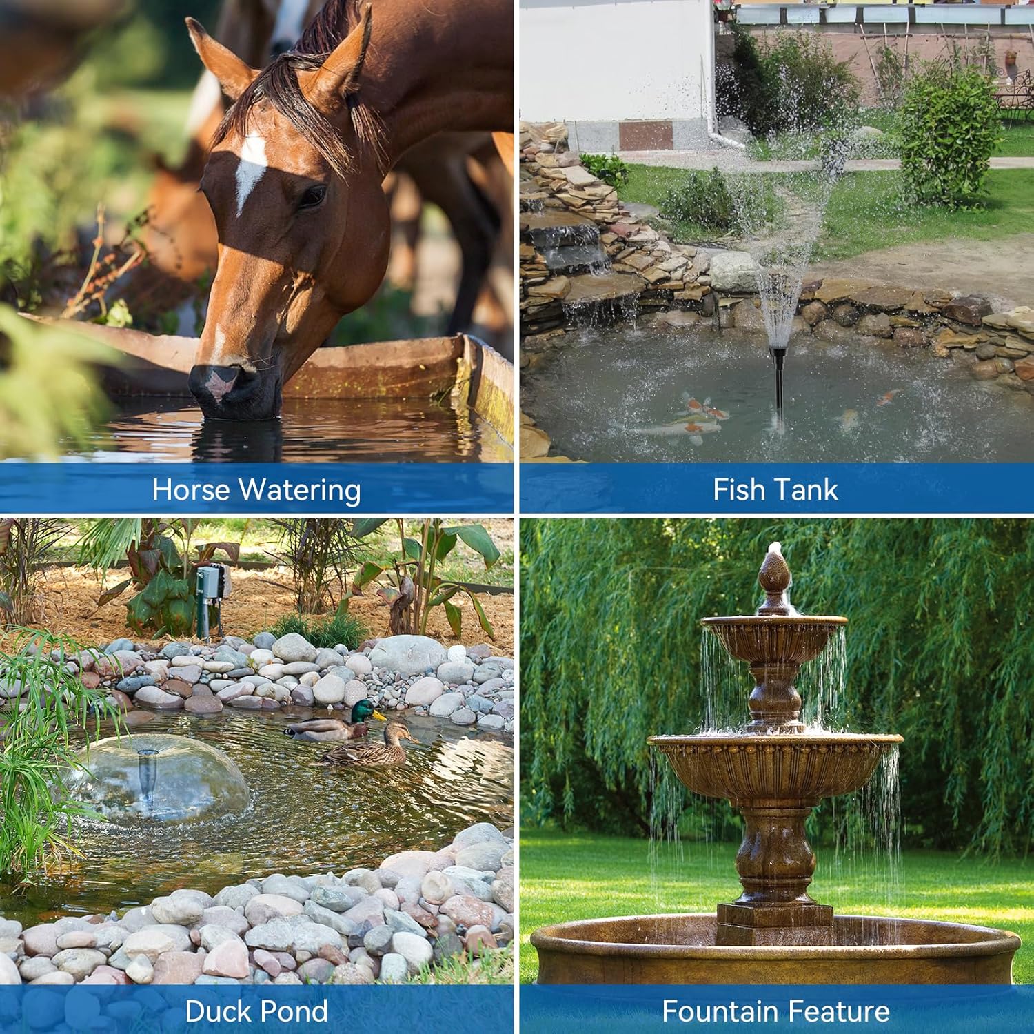 Antfraer Solar Fountain Pump with Pond Filter Kit, 40W Panel Solar Pond Pump with Pond Filter Box, Pond Filter for Outdoor Pond Garden Fountain Waterfall Water Feature