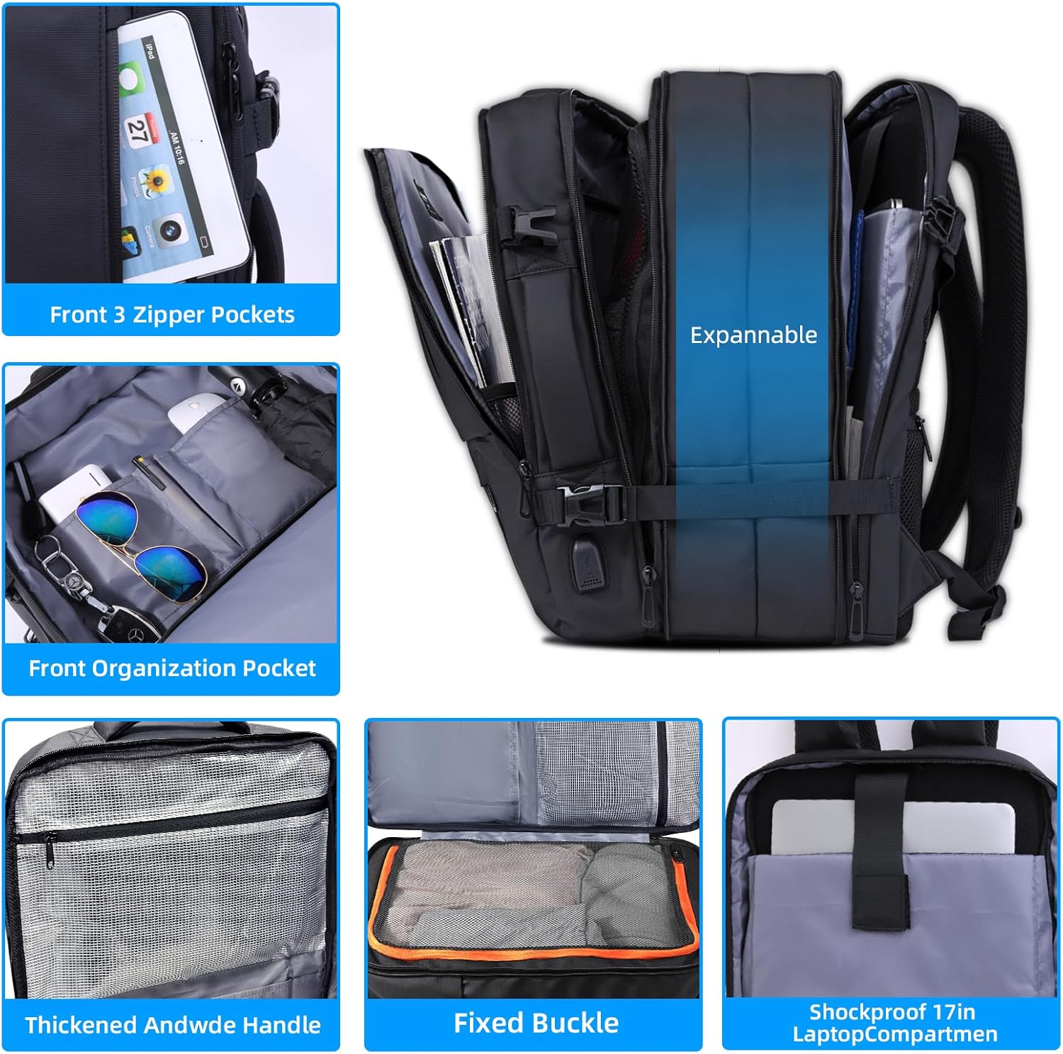 60L Airback Backpack, Vacuum Bags & Travel Backpack Expandable Flight Approved Carry on Backpack Luggage Organizer Space Saver