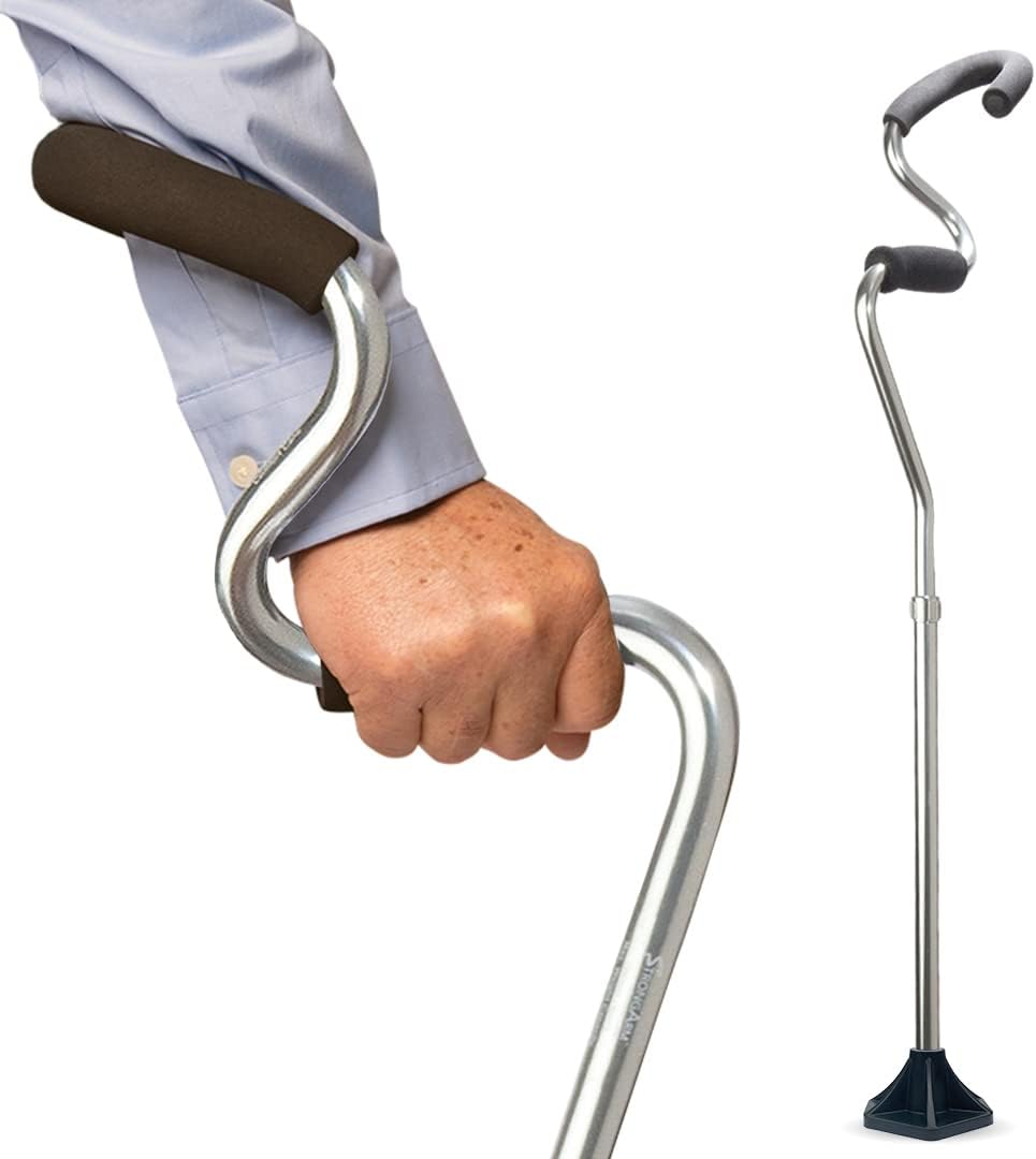 StrongArm Comfort Cane Self Standing Lightweight Adjustable Walking Cane + Stabilizes Wrist & Provides Extra Support & Stability + Ergonomic Hand & Forearm Grip + FSA/HSA Eligible (Black)