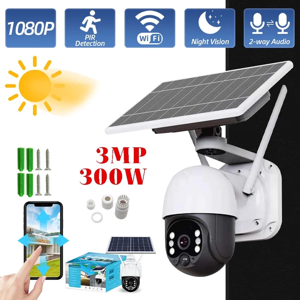 Security Camera Solar Battery Powered Wifi IP Camera Outdoor 360° Pan Home System Wireless - Curated Treasures Market