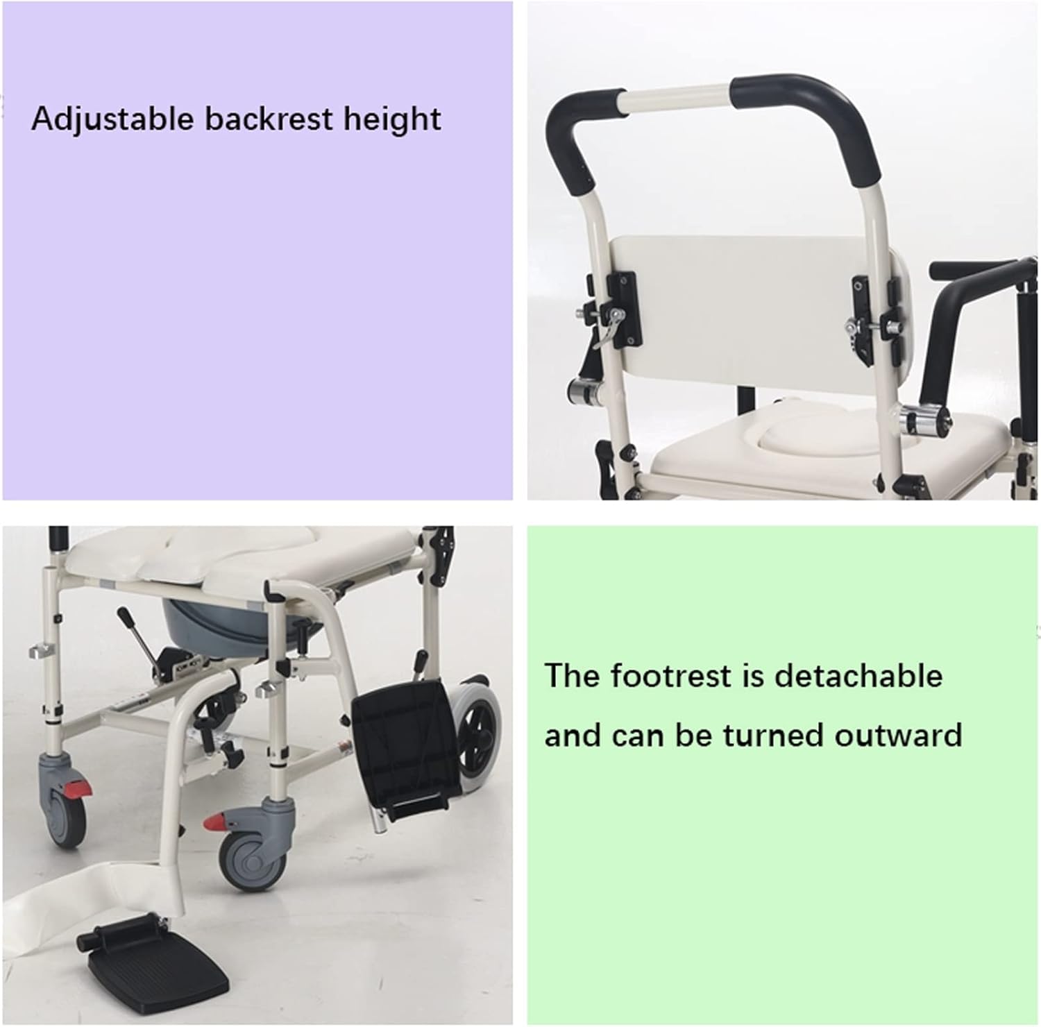 Bedside Toilet, Rolling Shower Wheelchair, Elderly Patient Transfer Chair, Suitable for Nursing Homes, Hospitals