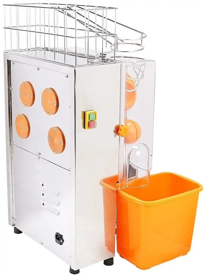 PreAsion 110V Commercial Orange Juice Machine Electric Orange Press Juicer Citrus Juice Squeezer with Plastic Basket with Scraper for Home Commercial Use