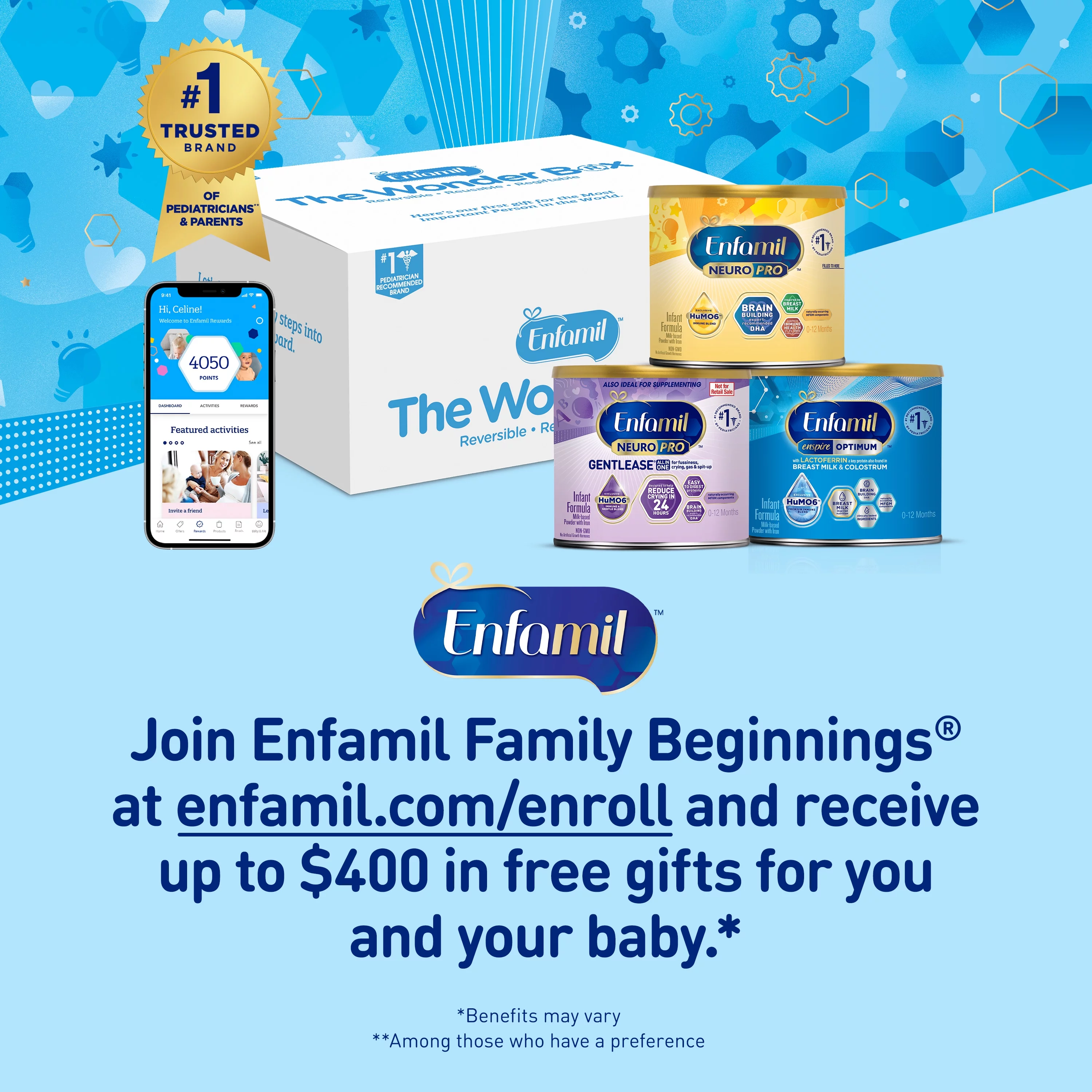 Enfamil Enspire Optimum Baby Formula, with Immune-Supporting Lactoferrin found in Colostrum, Our Closest Formula to Breast Milk, Dual Prebiotics, Infant Formula Powder, Baby Milk, 120 Oz