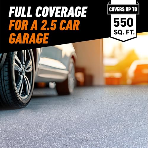 Gorilla Epoxy Garage Floor Coating (7 pc) Kit, 1-Car, Concrete Flooring, 100% Solids, Superior Adhesion, Incredibly Durable High Gloss Gray Finish, 275 sq. ft. Coverage