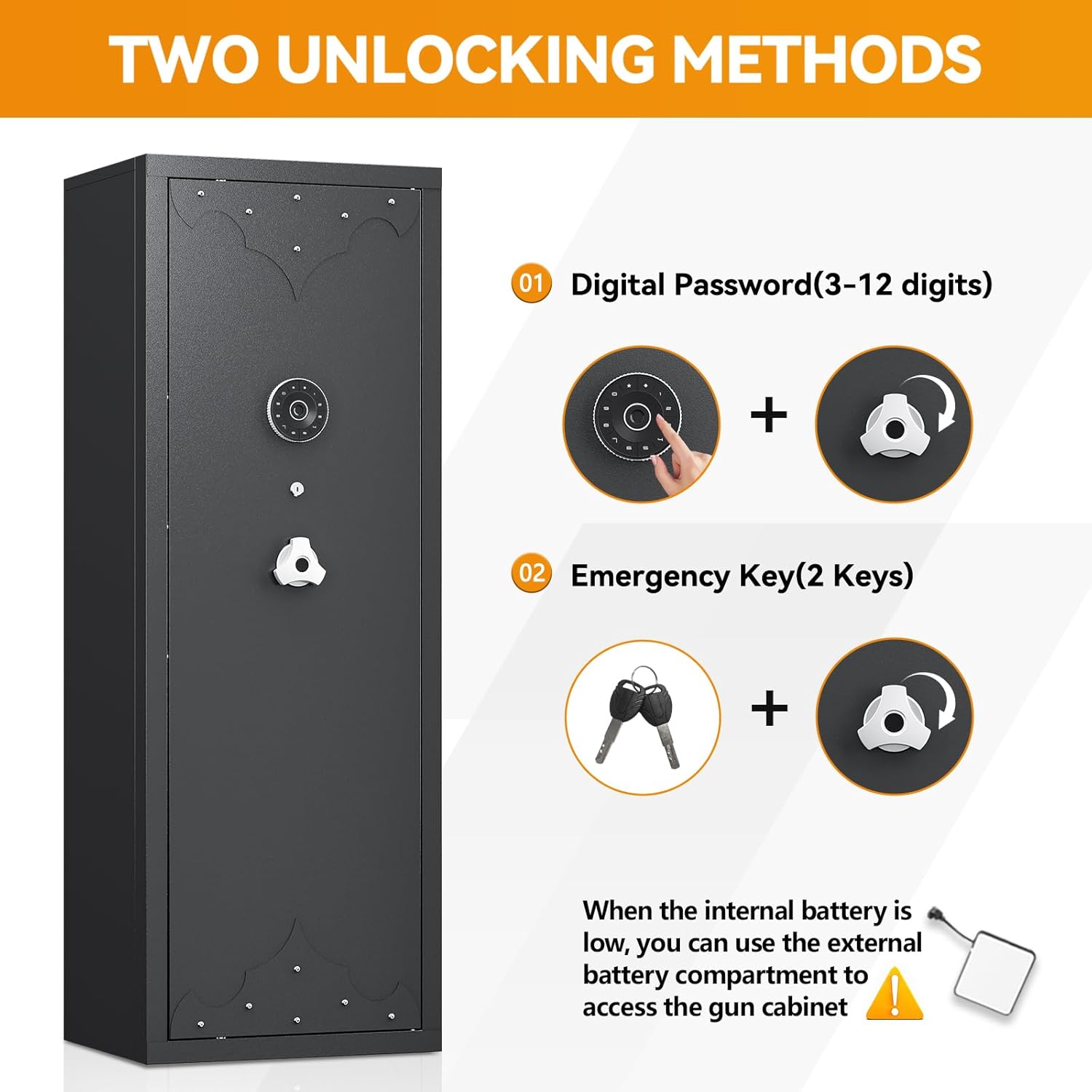 KAER [NEW 13-15 Large Gun Safe] Gun Safe for Rifles and Pistols, Gun Safes & Cabinets, Gun Safes, Quick Access Rifle Safe with Adjustable Shelve & Adjustable Racks & Door Panel Organizer