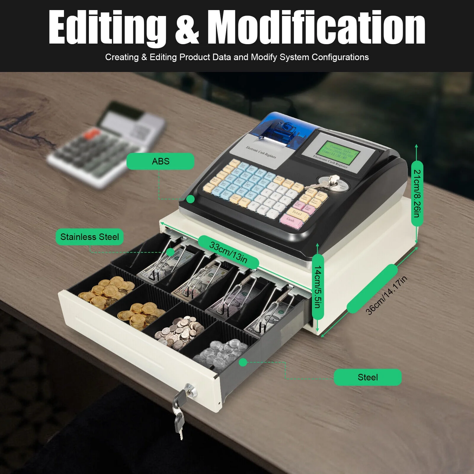 Electronic Cash Register POS System 48 Key for Supermarket Retail Restaurant