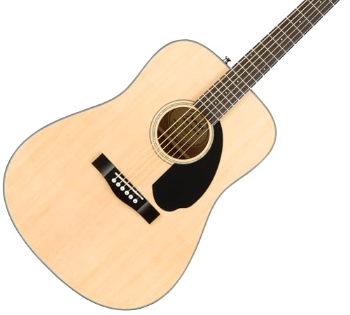 Fender CD-60S Solid Top Dreadnought Acoustic Guitar - Natural Bundle with Hard Case, Tuner, Strings, Picks, Fender Play Online Lessons, and Austin Bazaar Instructional DVD