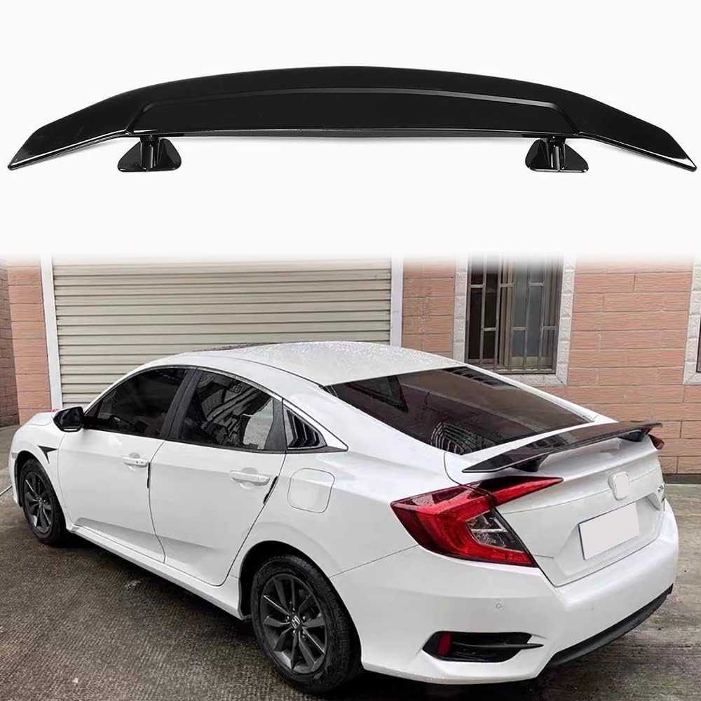TWDRET Universal Rear Spoiler, GT Style ABS Racing Spoiler Wing Lightweight, Glossy Black Rear Trunk Spoiler Wing Lid Tail Deck