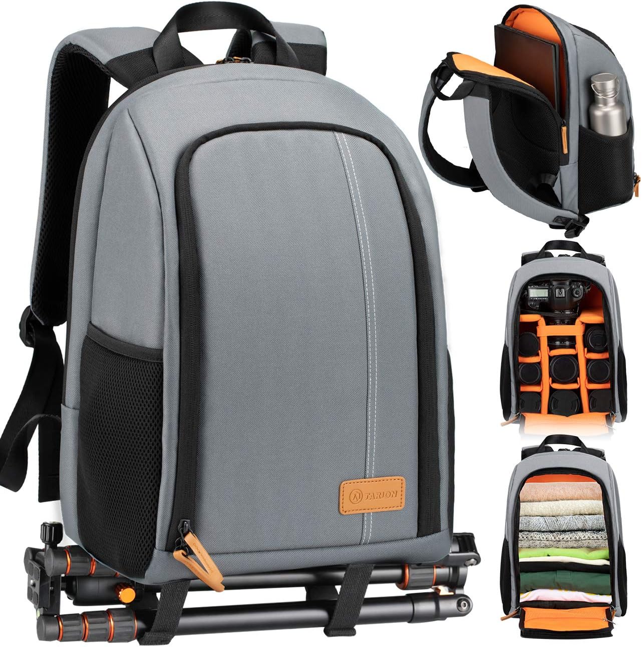 TARION Camera Backpack Waterproof Camera Bag Large Capacity Camera Case Photography Backpack with 15 Inch Laptop Compartment Rain Cover for Men Women Photographer DSLR SLR Cameras Lens Tripod