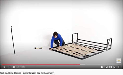 Horizontal Classic Twin 38" x 75" Wall Bed Kit, Murphy bed, Pull-Out bed, Foldaway bed, Hidden bed, Space Saving bed, Guest bed, Box bed, Cube bed, Wallbed