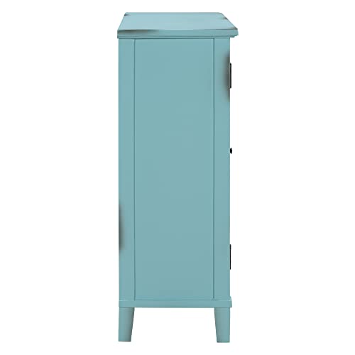 Vintage Style Sideboard Accent Storage Sideboard Wooden Sideboard with Adjustable Shelf,5 Small Drawers and 2 Large Drawers,for Entryway,Living Room,Bedroom (Antique Light Green#N)