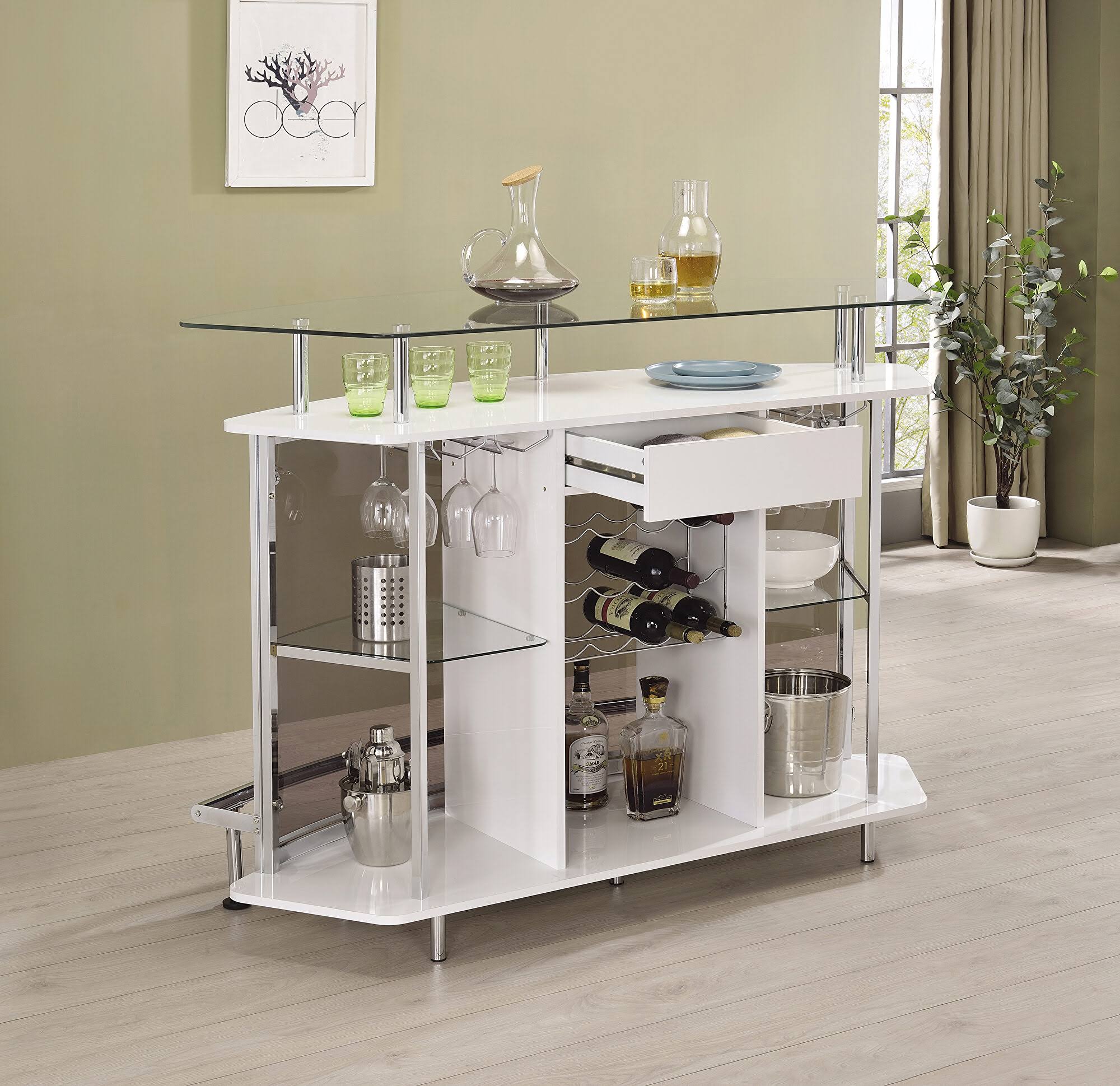 White Bar Unit from Coaster Furniture