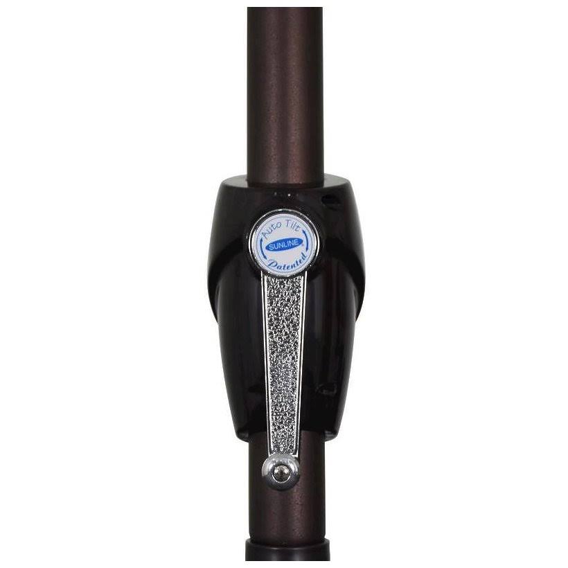 California Umbrella 9 ft. Aluminum Market Auto Tilt Crank Lift Bronze Patio Umbrella in Frost Blue Olefin