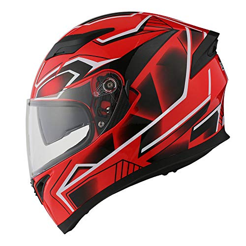 1Storm Motorcycle Full Face Dual Visor Helmet Bundle with Spoiler and Motorcycle Bluetooth Headset: HJK316 Matt Black