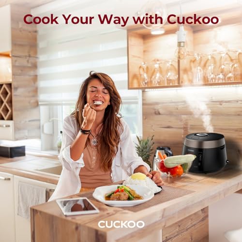 CUCKOO HP Pressure Rice Cooker 12 Menu Options: White, GABA, Steam, Porridge, & More, User-Friendly LED Display, Fuzzy Logic Tech
