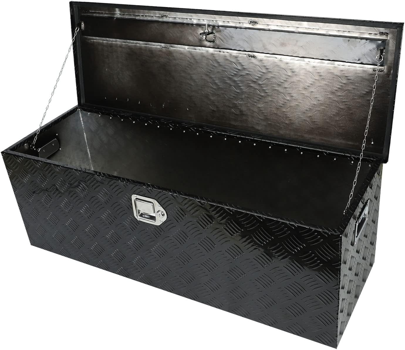 18X17X17.75 Black Aluminum 5 Bar Tread Tool Box Truck Car Outdoor Trailer Pickup Underbody Toolbox,RV Storage Organizer，Underbed Tools Organizer W/Lock Latch w/Keys