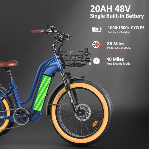 ADDMOTOR Electric Trike for Adults, 85Miles/160Miles Dual Battery System Electric Tricycle, 750W Rear Motor GREATTAN Etrike, 48V 20AH/40AH 3 Wheel Electric Bike for Senior, Differential, Parking Brake
