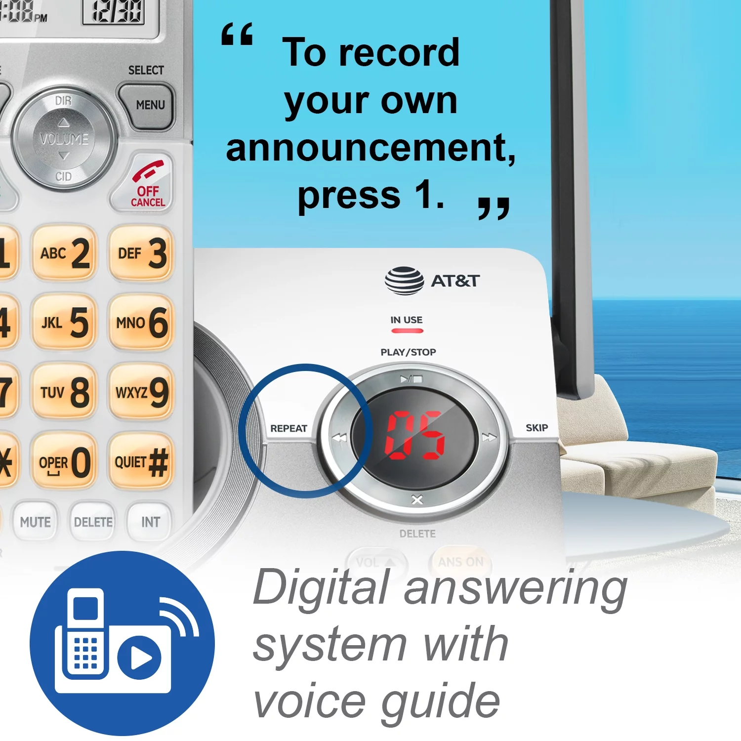 AT&T 4-Handset Cordless Phone with Unsurpassed Range, Answering System and Call Block, EL52429 (White/Silver)