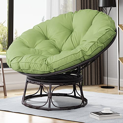 46'' Large Size Papasan Chair with Cushion and Frame Overstuffed Thickened Papasan Lounge Chair with Cushion and Frame, Lazy Chair, Circle Chair, Round Chair, Blue