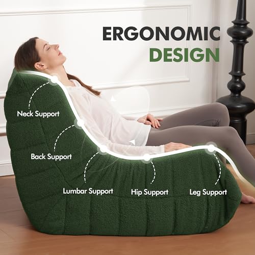 Bean Bag Chair Big Sofa Beanbag Chair for Adults Fireside Chair Bean Bag Lounger with Memory Foam Filled for Home,Apartment or Gaming Venue(Black Plush)