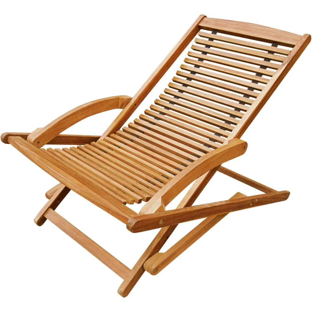 vidaXL Deck Chair with Footrest Acacia Wood