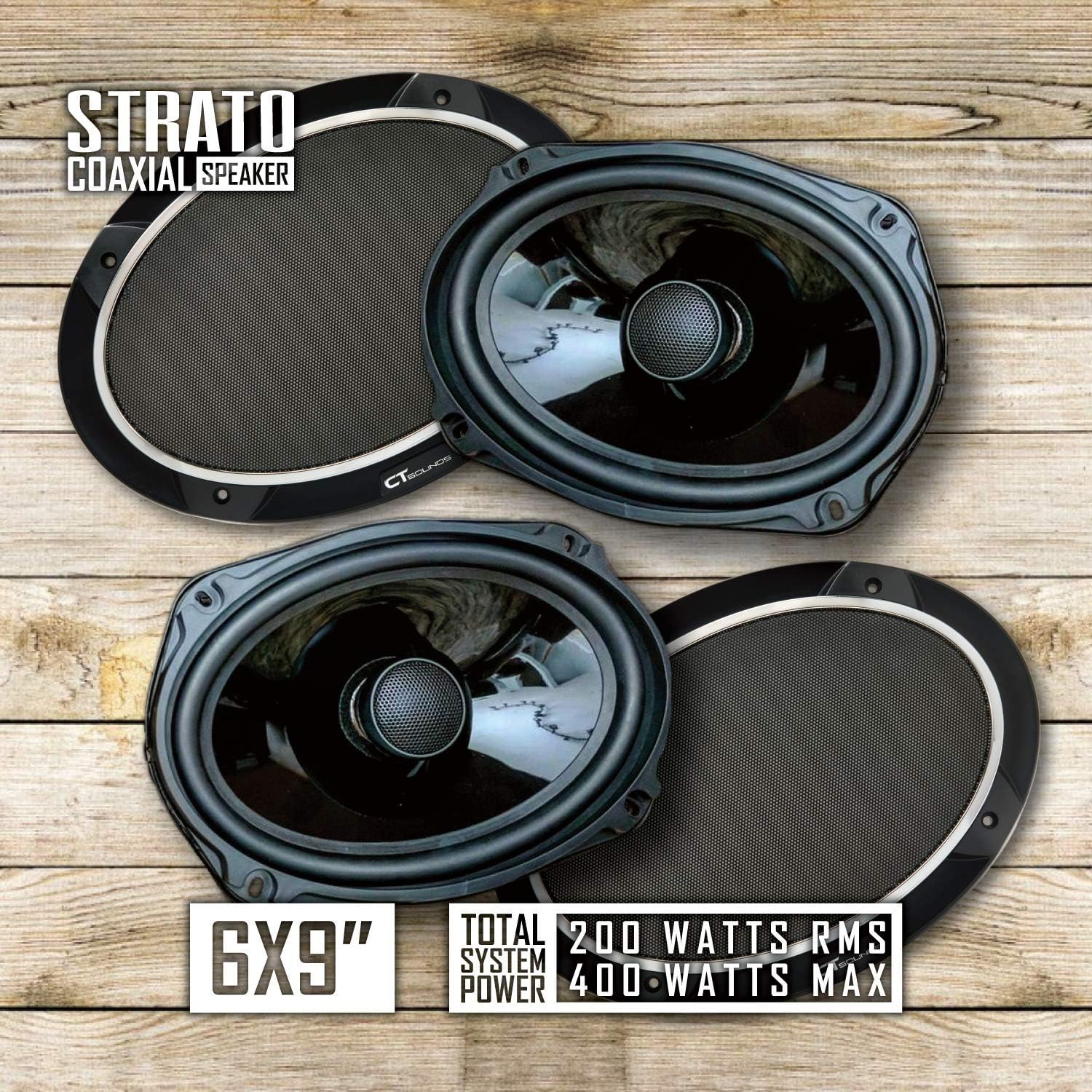 CT Sounds Strato 6x9” 320 Watt 2-Way Weatherproof Coaxial Car Speakers, Pair