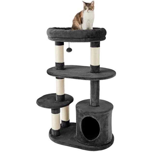 Frisco 59.5-in Heavy Duty Faux Fur Cat Tree Condo - Pet Supplies online store