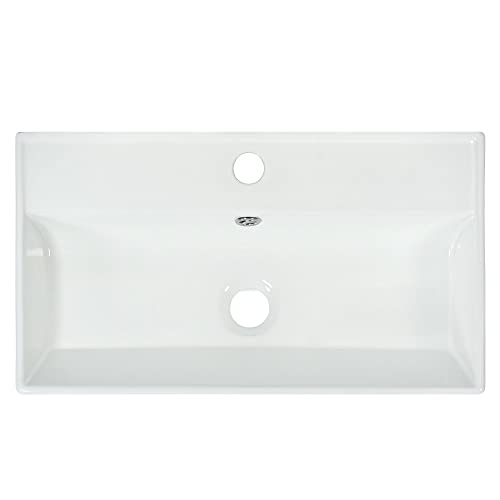 22" Small Bathroom Vanity with Sink, Bathroom Vanity Cabinet with Ceramic Vessel Sink Left Side Storage, Single Sink Vanity with Top, Freestanding Bathroom Sink and Cabinet Combo Set, White