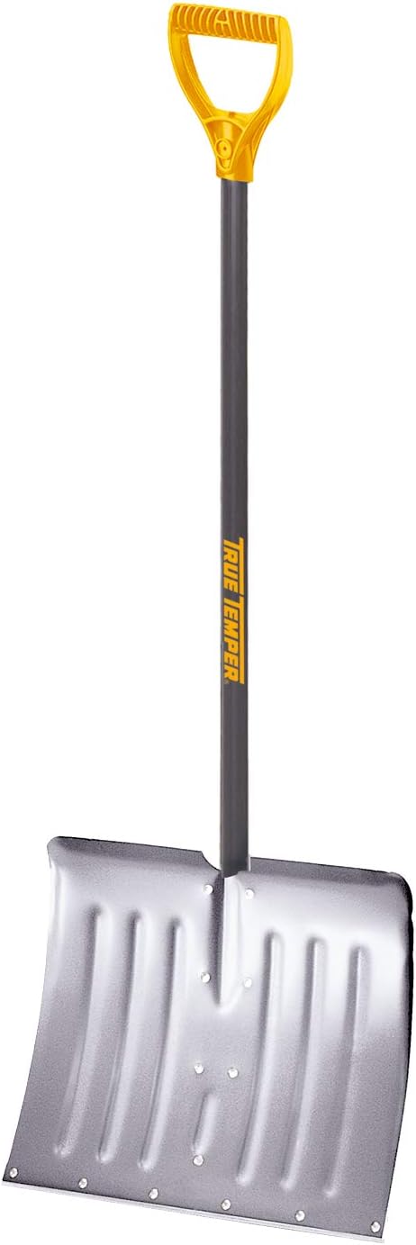 True Temper 1641000 Aluminum Snow Shovel D-Grip Steel Handle, 18 Inch Pack of 2