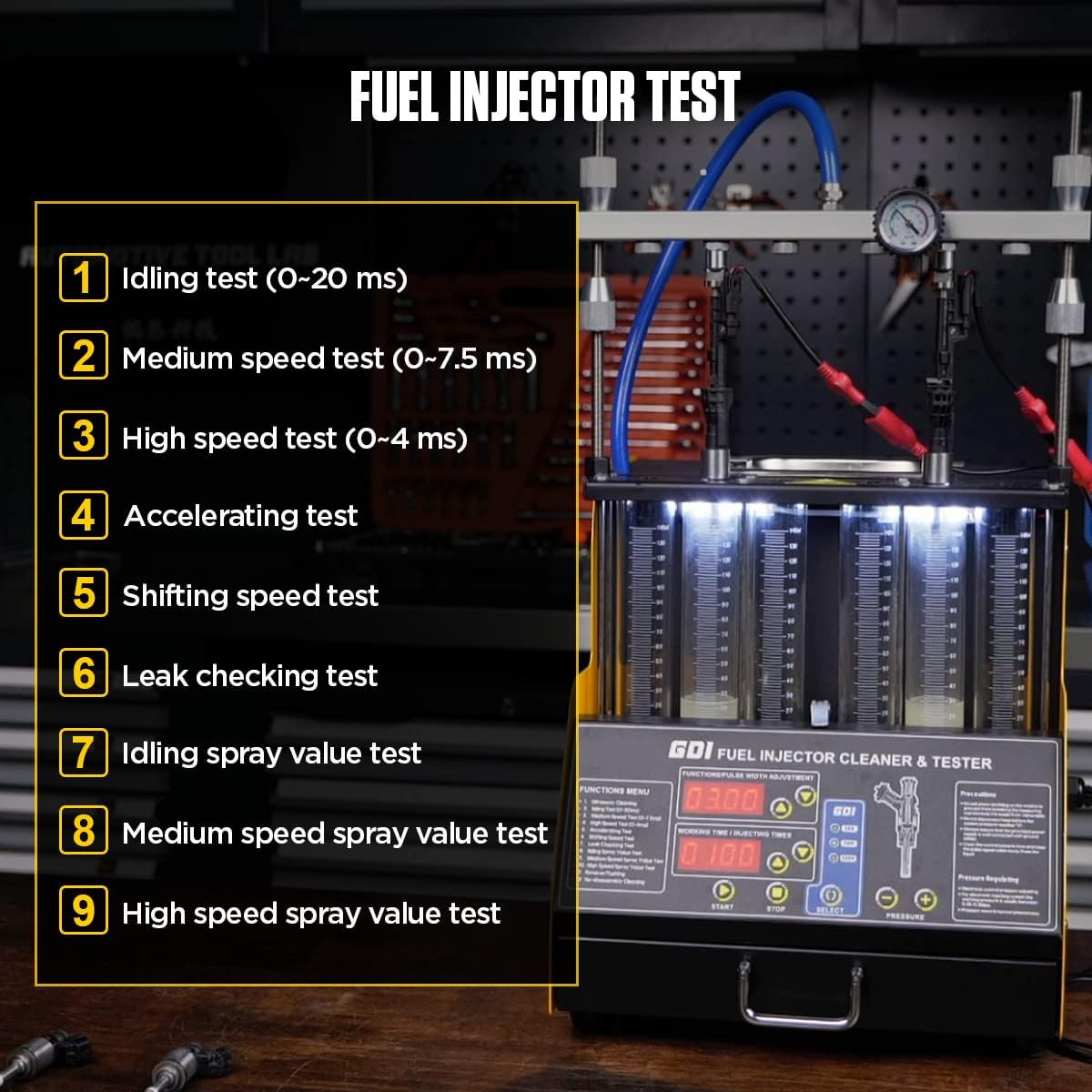 QPKING GID Fuel Injector Cleaner & Tester, Automotive Fuel System Cleaners Testers,Fuel Injection Systems Cleaners 110V/220V