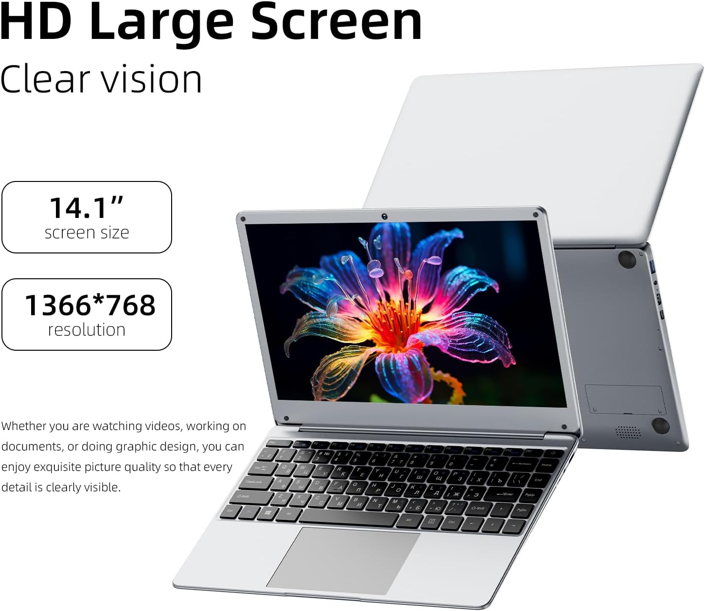 14'' Laptop 8GB DDR4 256GB SSD, Celeron N4000 Processors Laptop Computer, Windows 11 IPS FHD Display Laptop Computer,Numeric Keypad USB 3.0, Bluetooth 4.2, 2.4/5G WiFi