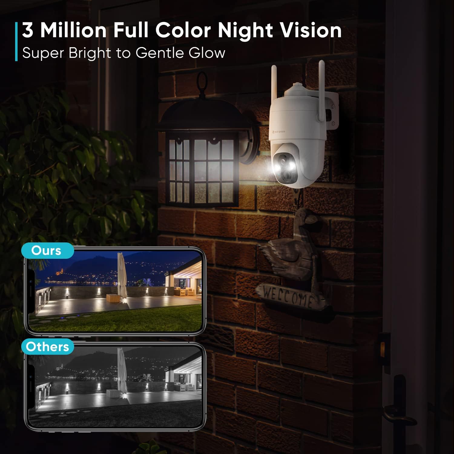 Security Cameras Wireless Outdoor, 360&deg; View WiFi Camera Outdoor Wireless with Spotlight, 1080P PTZ Camera for Home Security, Color Night Vision