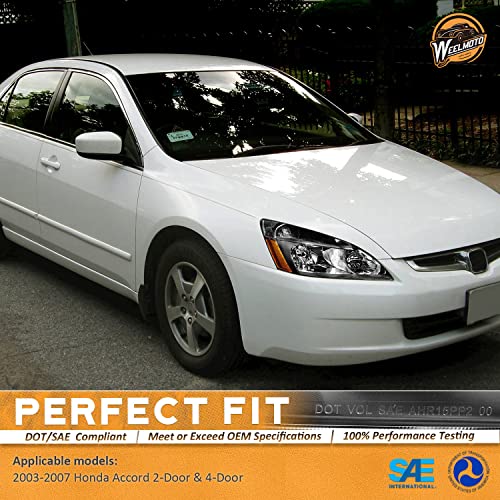 LED Headlight Assembly for 03 04 05 06 07 Honda Accord, for 2003-2007 Accord OE Headlamp with Sequential Turn Signal, Black Housing Clear ReflectorLeft+Right
