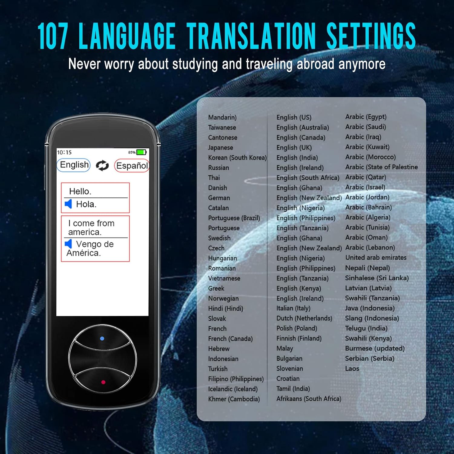 Language Translator Device 107 Languages Two Way Portable Instant Voice Translator, Support Photograph Handheld Accurate Translation, Smart Real-Time Translator 3.0 HD Touch Screen