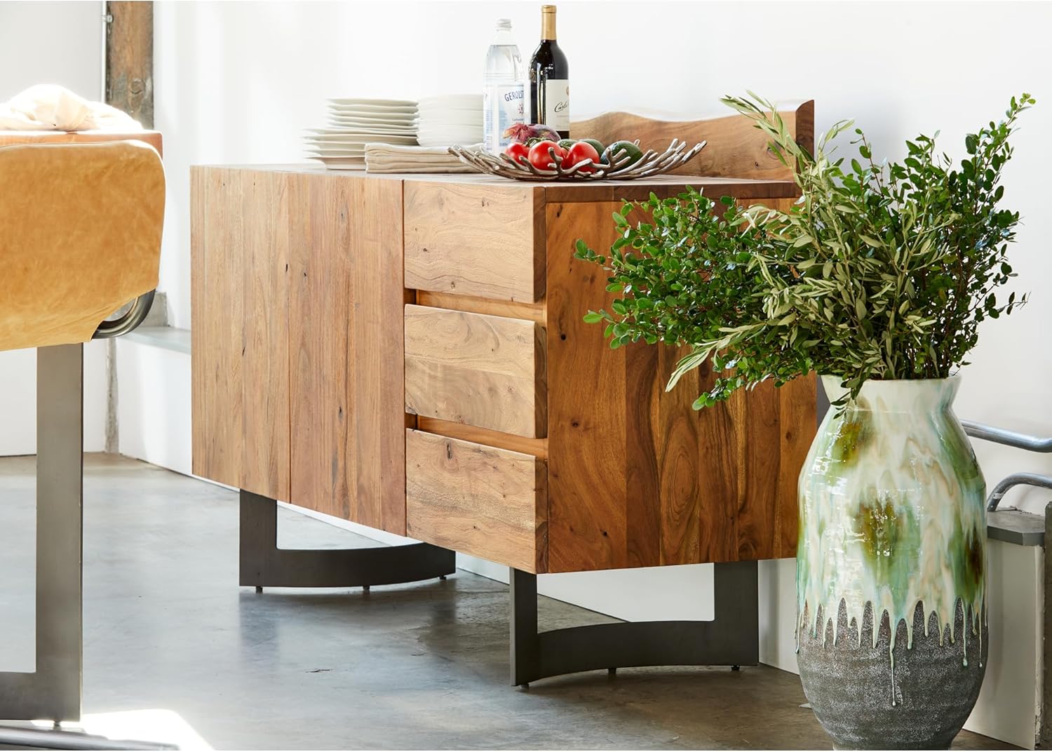 Ellis Sideboard, Solid Acacia, Live Edge, Natural Stain