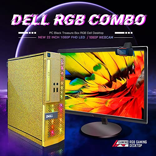 Dell RGB Gaming Desktop Computer PC, Intel Core i5, GeForce GT 1030 2GB GDDR5, 16GB RAM, 512GB SSD, 24 Inch HDMI Monitor, RGB Keyboard Mouse and Headset, WiFi, Windows 10 Pro (Renewed)