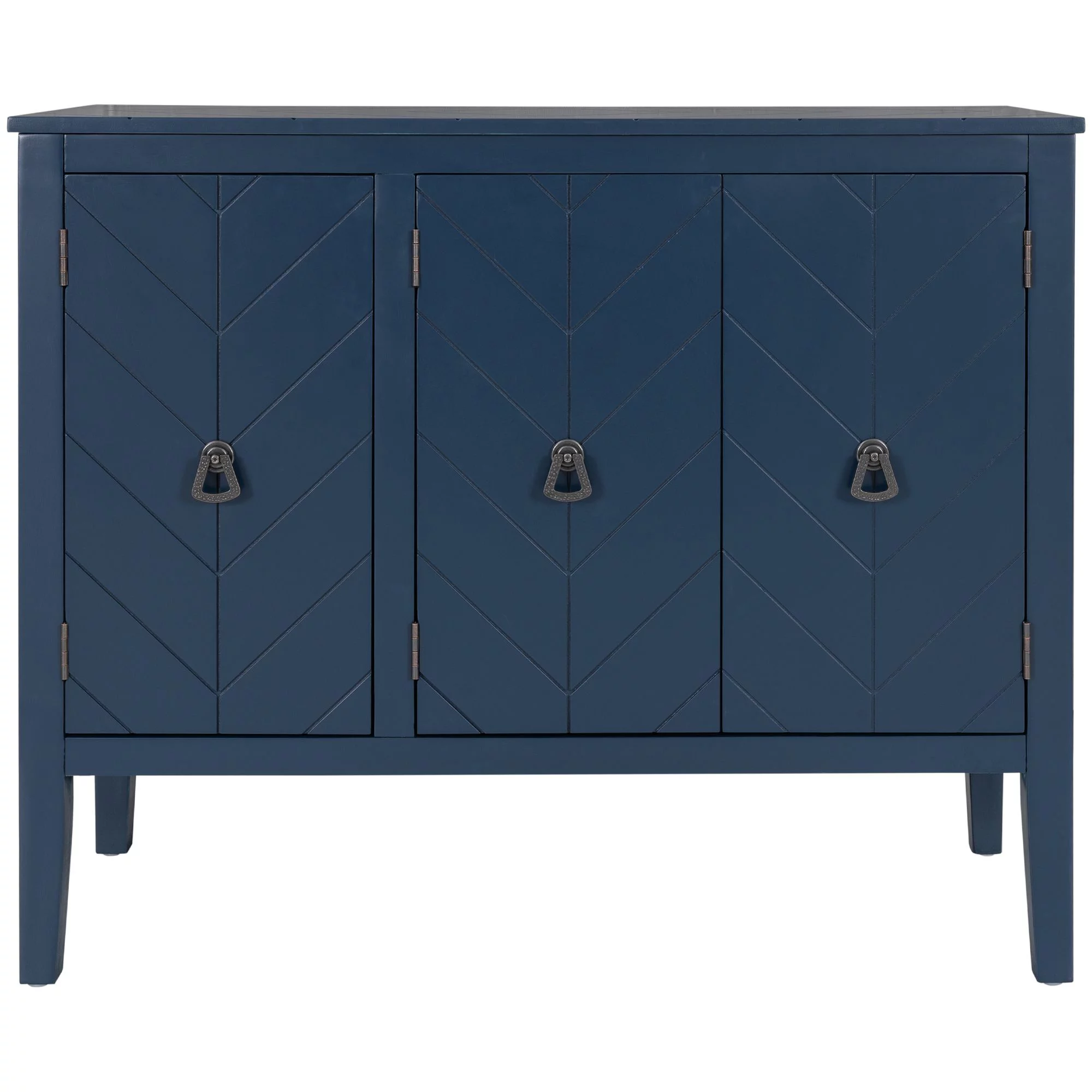 Ouyessir Solid Wood Buffet Sideboard Entry Console Table, Antique Storage Cabinet with Doors and Adjustable Shelf, for Living Room, Dining Room, Kitchen, 37" L x 15.7 W x 31.5 H, Navy Blue