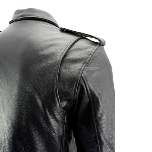 Xelement B7101 Men's 'Classic Armored' Black High-Grade Leather Motorcycle Biker Jacket with X-Armor Protection - Medium