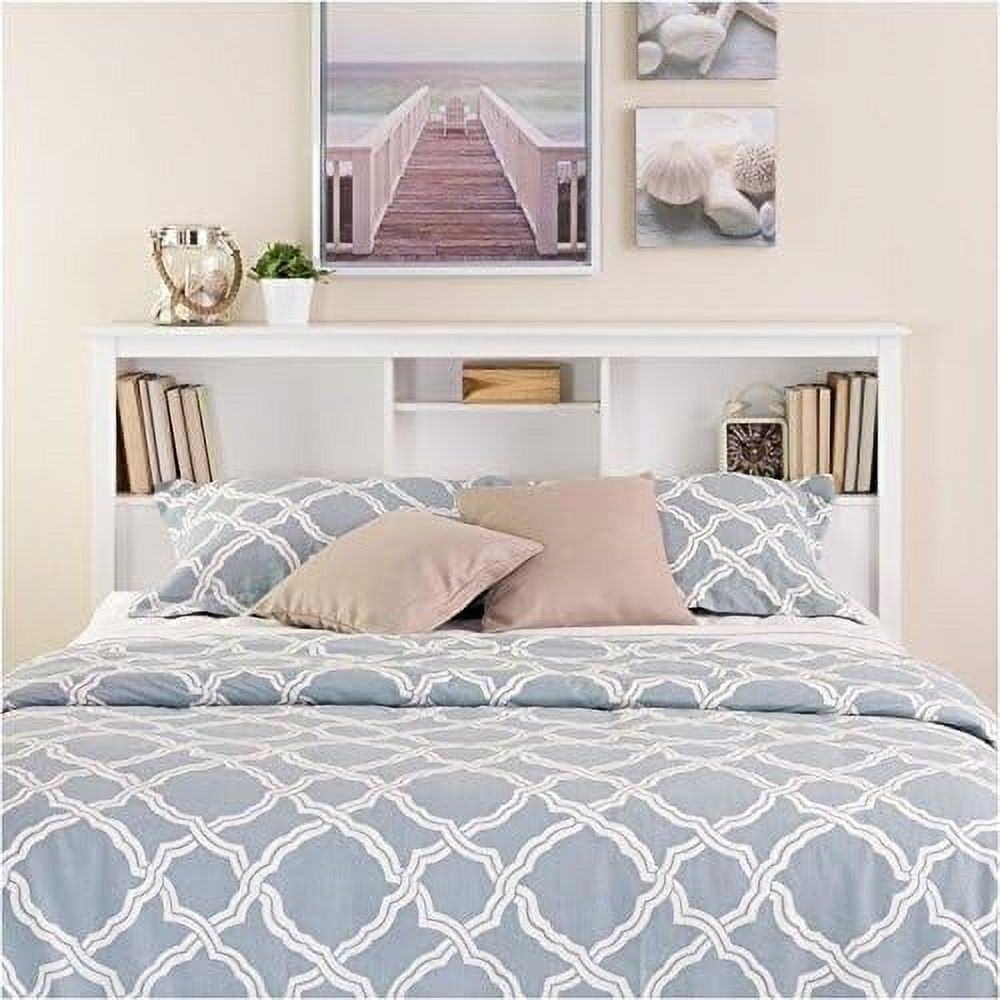 Modern Wood Full Queen Bookcase Headboard In White