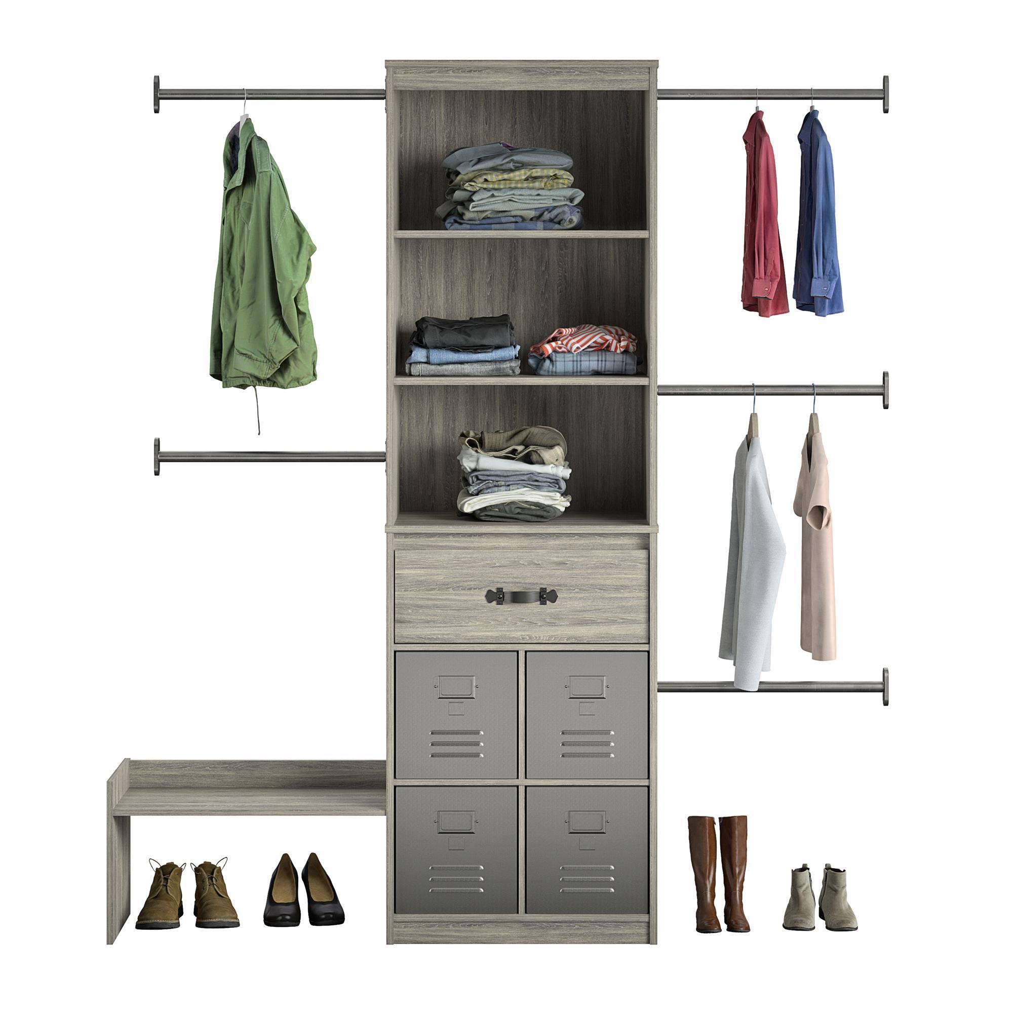 Little Seeds Nova Grow with Me Adjustable Kids Closet Organizer System - Grey Oak