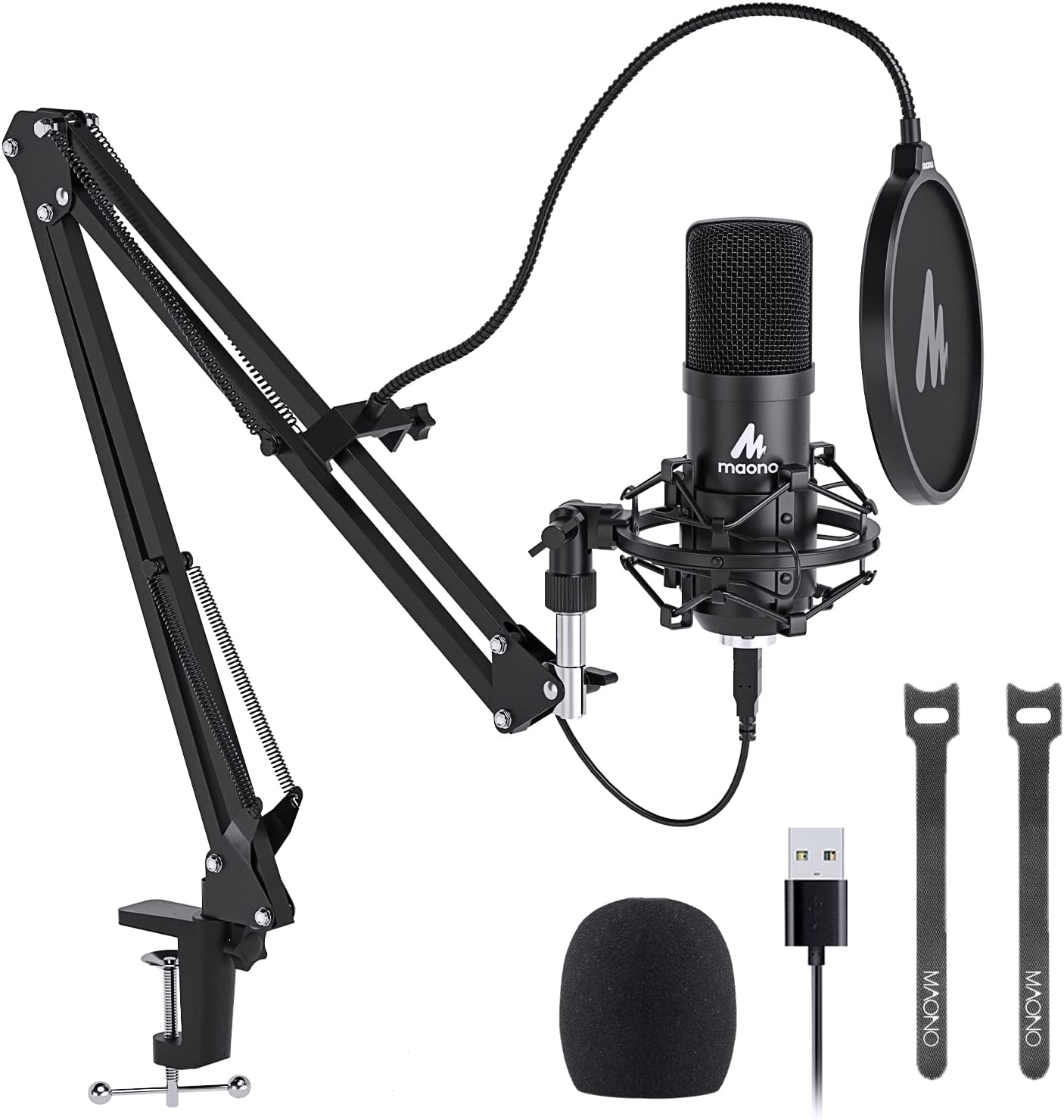 USB Microphone, MAONO 192KHZ/24Bit Plug & Play PC Computer Podcast Condenser Cardioid Metal Mic Kit with Professional Sound Chipset for Recording, Gaming, Singing, YouTube (AU-A04) Pack of 2