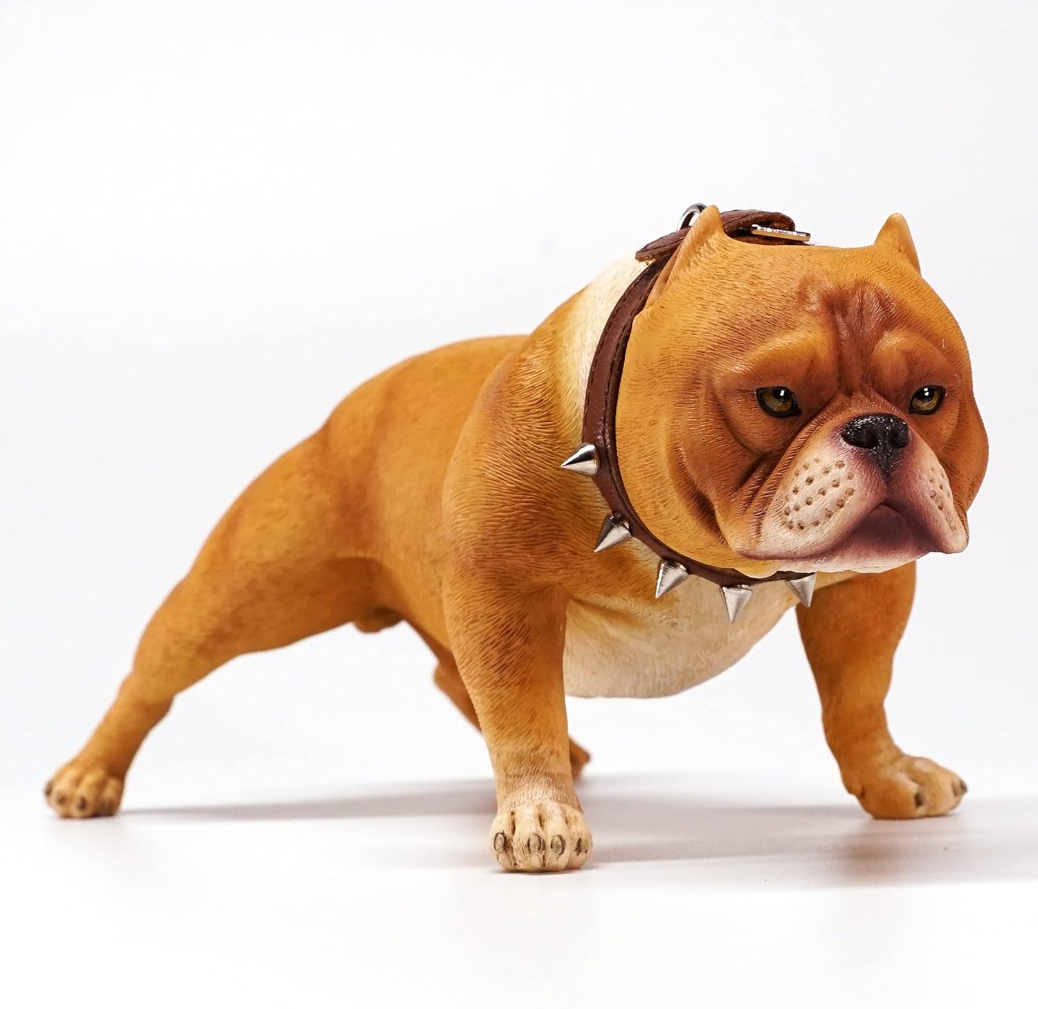MMOS X 1/6 American Bully Resin Puppy Figurine for Desktop Great Gifts for Dog Lovers (C)