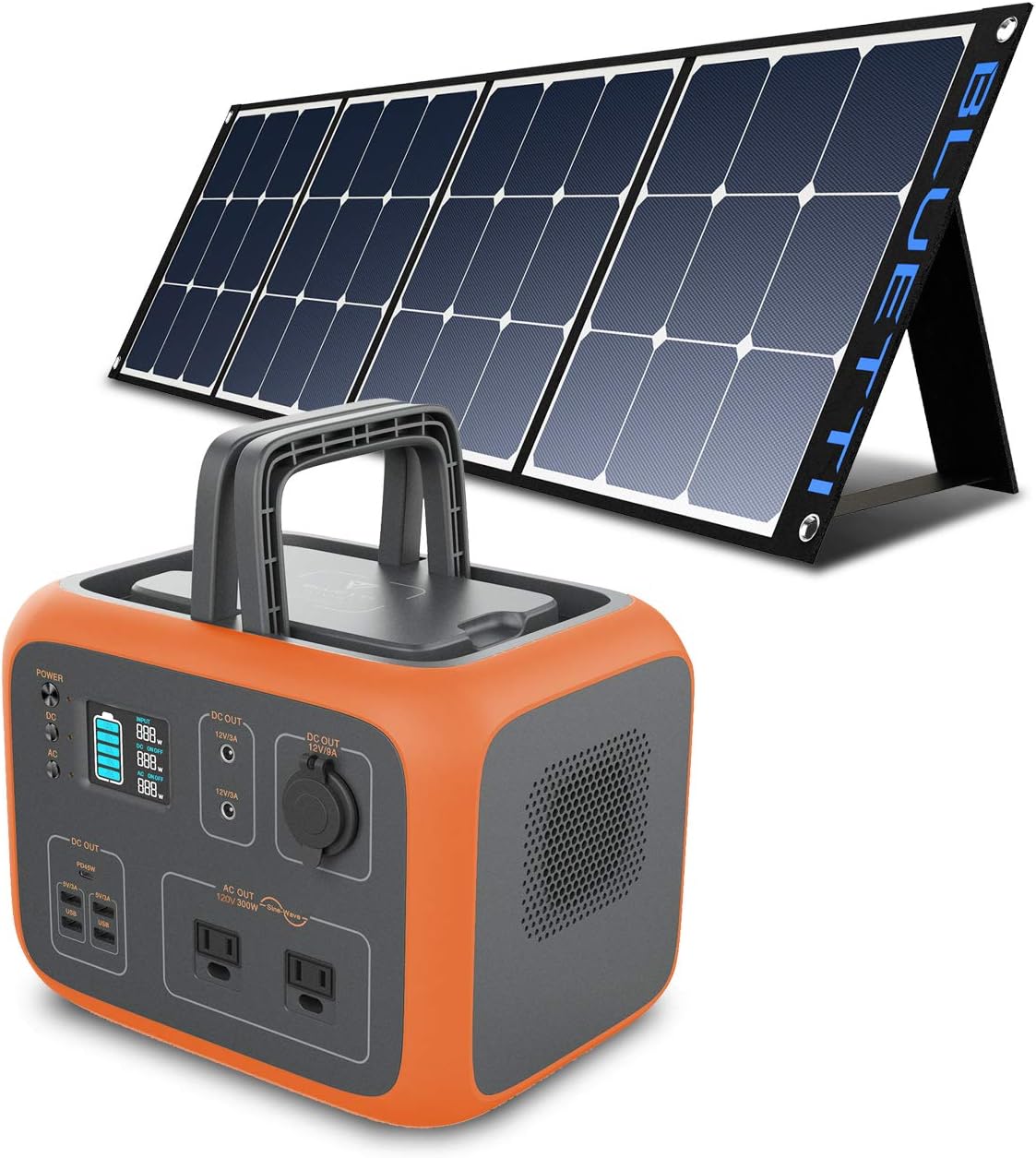 BLUETTI AC50S Solar Generator with Solar Panel 120W SP120 Included, 500Wh Portable Power Station with 2x120V AC Outlets Battery Pack for Camping Trip Hunting Home Emergency