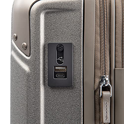 Travelpro Platinum Elite Hardside Expandable Carry on Luggage, 8 Wheel Spinner, TSA Lock, Hard Shell Polycarbonate Suitcase, Metallic Sand, Compact Carry on 20-Inch