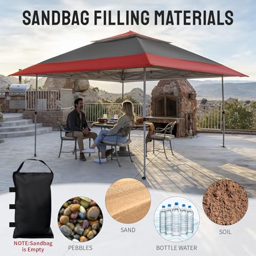 CROWN SHADES 13x13 Pop Up Gazebo, Canopy Tent, Gazebos on Clearance - Outdoor Gazebo for Backyard & Patio Furniture - Carpa Pop Up Tent with Wheeled STO-N-Go Cover Bag (Grey)