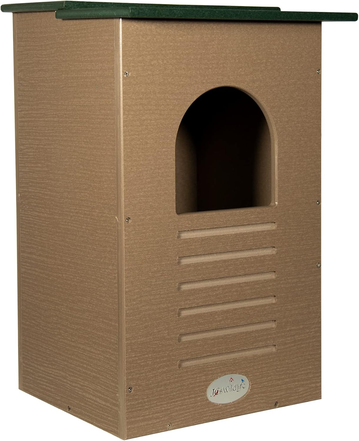 JCs Wildlife Recycled Poly Lumber Barred Owl Nesting Box - Mounting Hardware and Pine Shavings Included - Dedicated Clean Out Door - Made in The USA