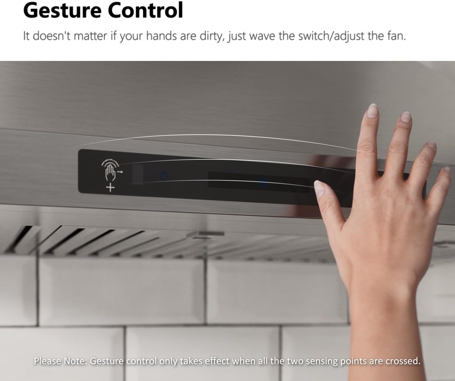 IKTCH 30-inch Wall Mount Range Hood 900 CFM Ducted/Ductless Convertible, Kitchen Chimney Vent Stainless Steel with Gesture Sensing & Touch Control Switch Panel, 2 Pcs Adjustable Lights(IKP02-30'')