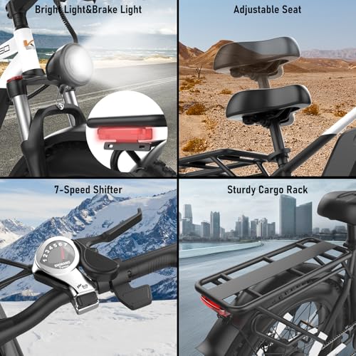 26" Electric Bike for Adults, 90 Miles 34MPH Fast E Bike for Men, Peak 1500W Fat Tire Ebike for Adults Electric with 48V 864WH Removable Battery, ON/Off Road E Bicycle with Brake Light