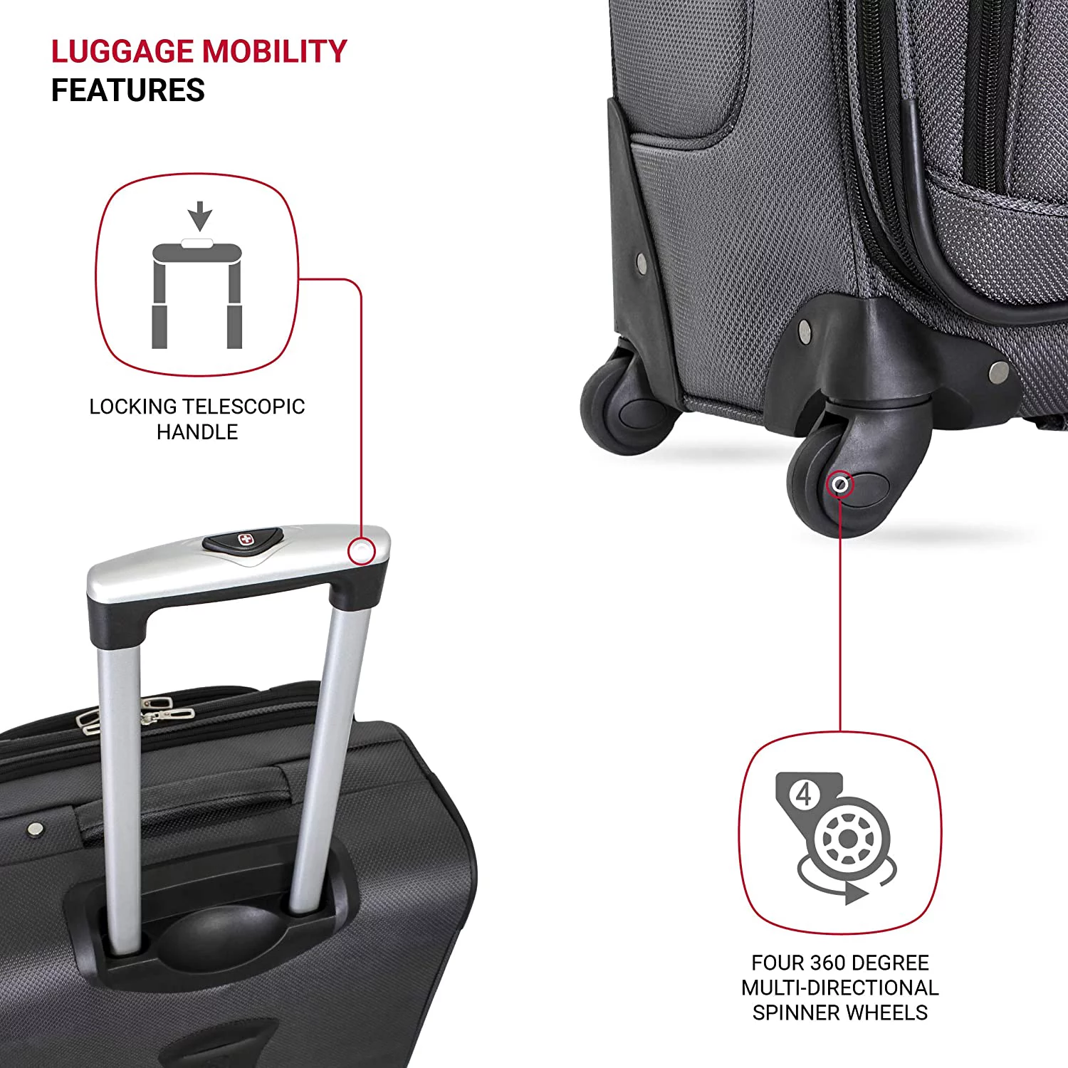 SwissGear 3 PC Spinner Suitcase Set Dark Grey